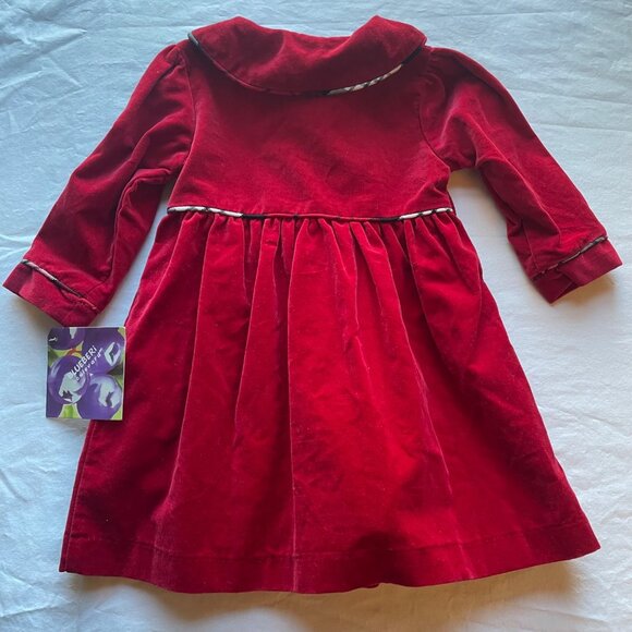 NWT Blueberi Boulevard Toddler Red Velvet Dress Plaid Button Details Size 2T - Picture 8 of 8